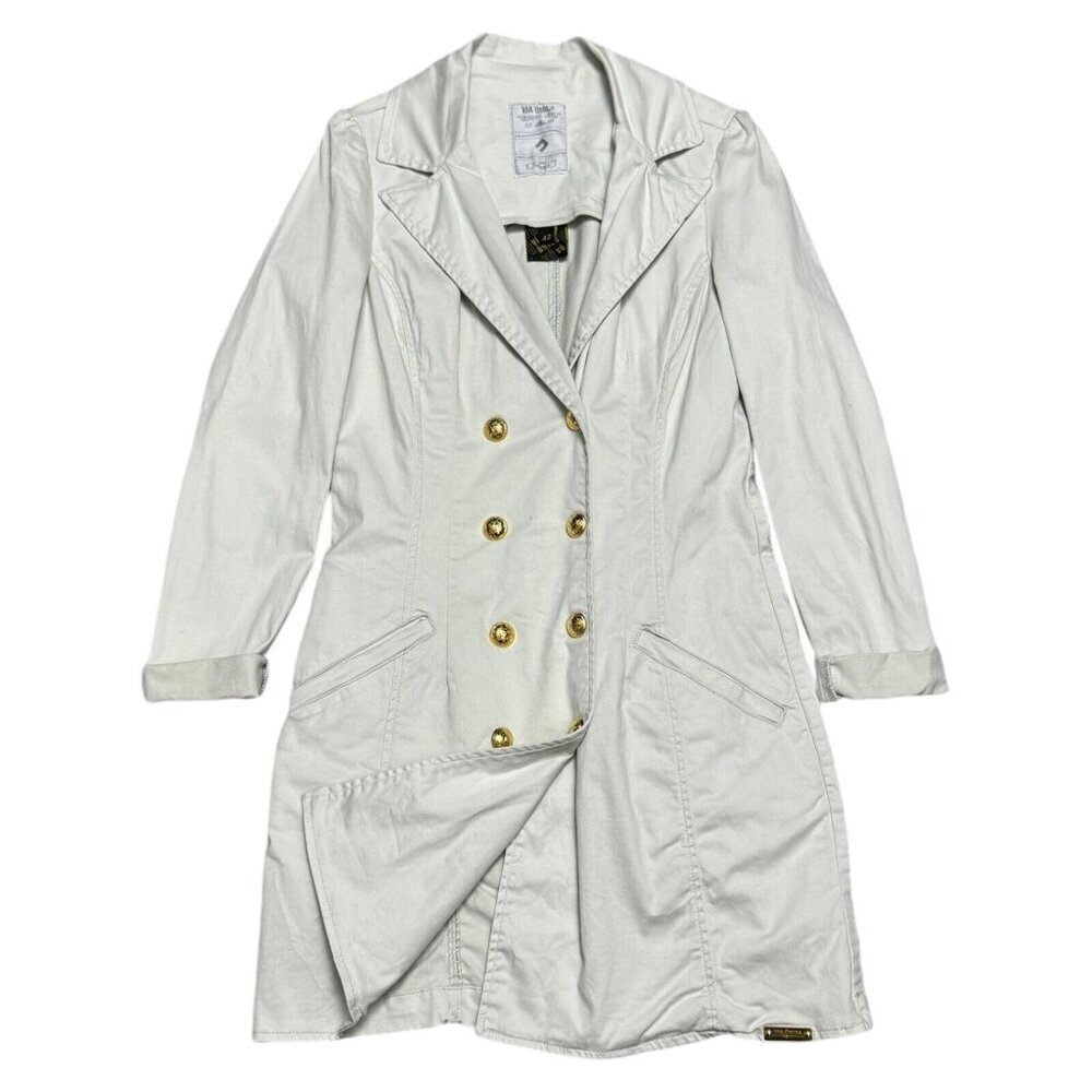 VIA UNICA Cotton Khaki Cargo Long Spring Fall Business Casual Jacket Coat Small